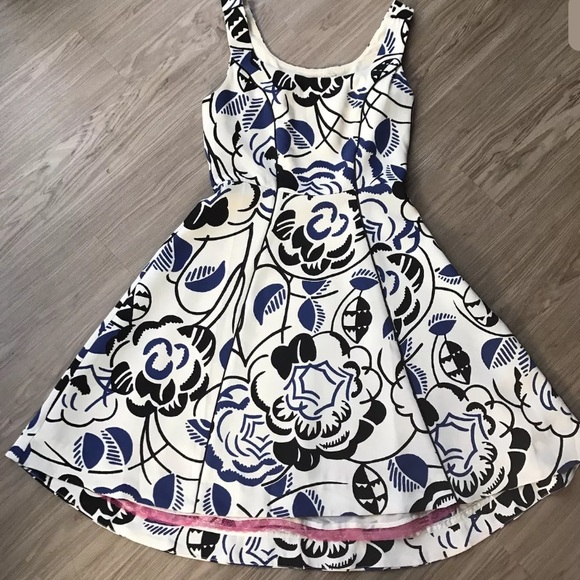 Anthro Vanessa Virginia Ink Set Blooms Dress SZ 0 - Picture 8 of 8